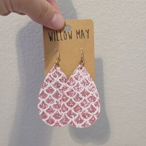 Willow May Pink Mermaid Faux Leather Earrings
